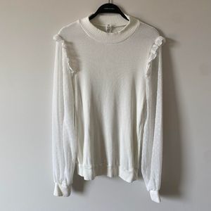 Women's Long Sleeve White Sweater Size Medium